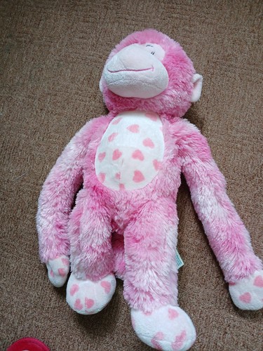 Pink monkey cuddly - monkey, soft