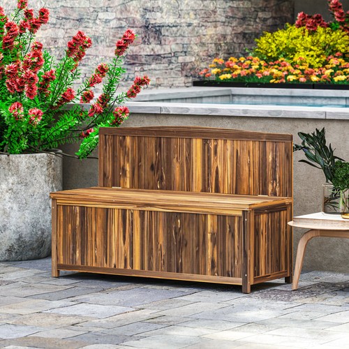 Wooden garden storage bench - wooden, 2