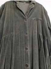 Lino Factory Grey Velvet 100% Cotton Lined Lagenlook Coat Size L