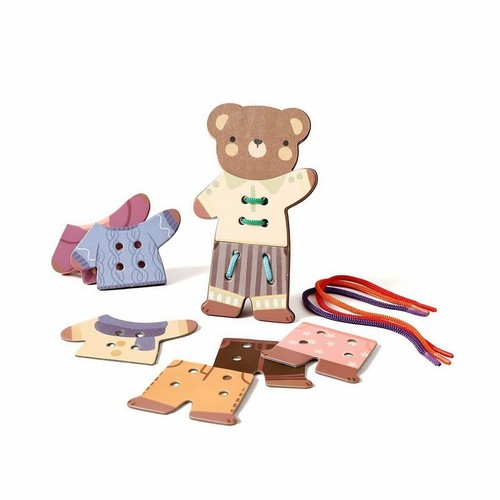 Bear lacing board with - bear, cords