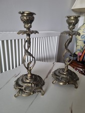A Pair Of Heavy Gilt French Antique Candlesticks