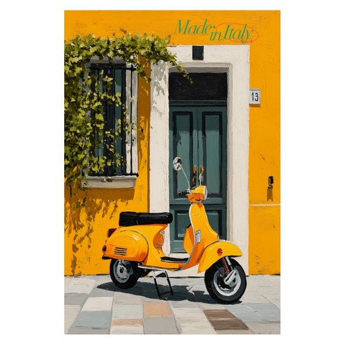 Vespa yellow street vintage - yellow,