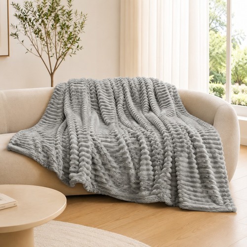 Fluffy fleece blanket ribbed - fluffy,