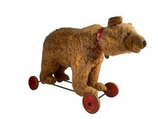 Vintage teddy bear wheels - bear, on