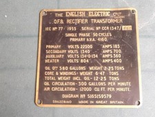 BR Class 86 English Electric Plate Electric Loco Locomotive Equipment Plate