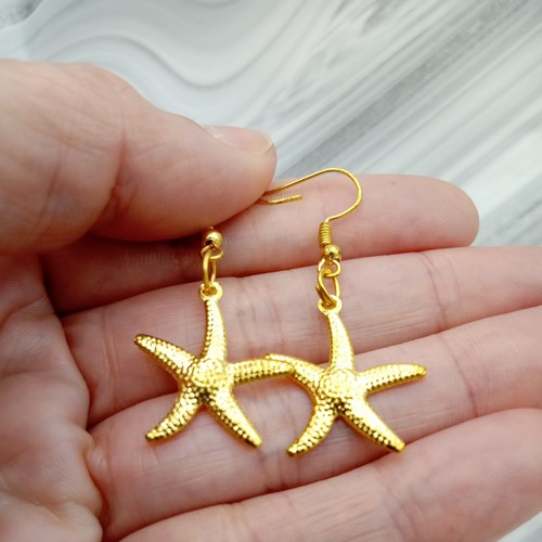 Starfish earrings gold - , tone