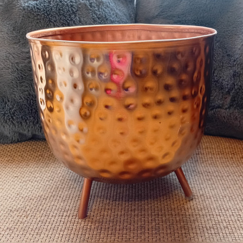 Hammered copper metal round - metal,