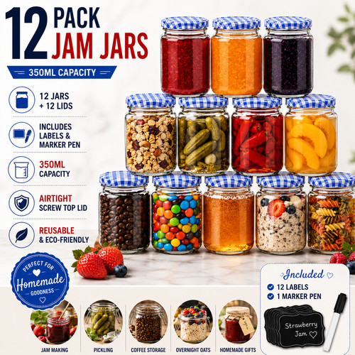 Round jars glass jam - round,