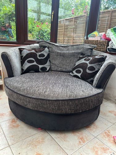 Swivel love seat grey