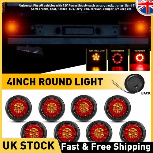 4inch round red amber - 8x,