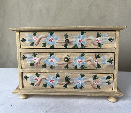 Hand painted footed wooden - painted,