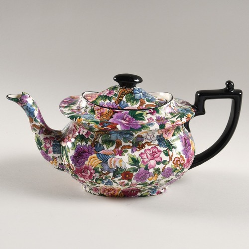 Purple chintz teapot crown - teapot,