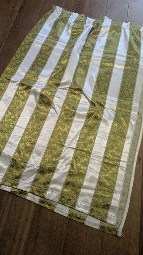 Vintage green white stripe - green,
