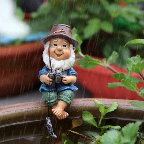 Funny fishing gnome - fishing, statue