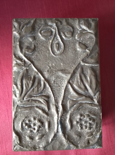 Pewter cigarette box - with, art