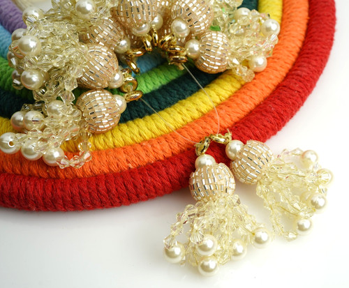 Pair indian tassel curtain - pair, ,curtain