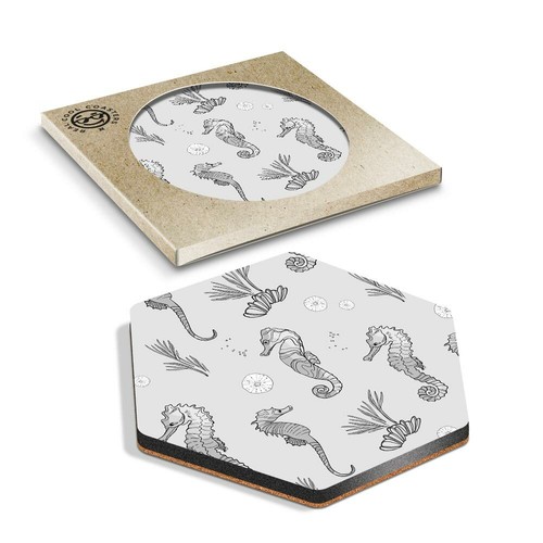 Hexagon coaster bw - hexagon,