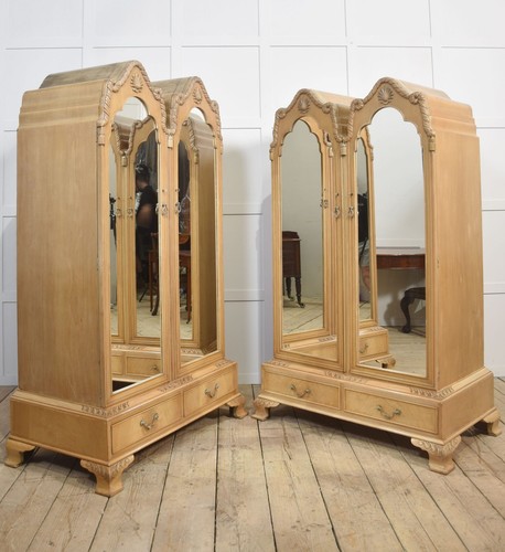 Near pair walnut wardrobes - near,