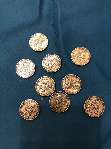 Three penny bits - penny, (9