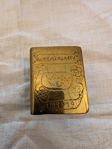 Ww1 trench art brass - art, matchbox