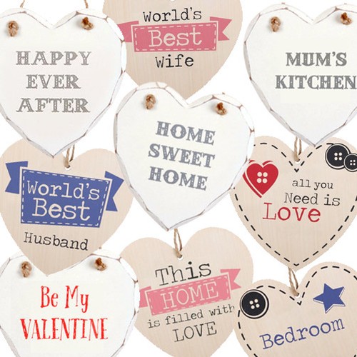 Heart hanging wooden plaque - hanging,