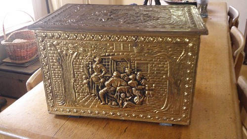 Vintage brass and wood - brass,