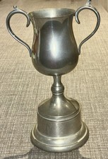 Vintage white metal trophy cup - metal,