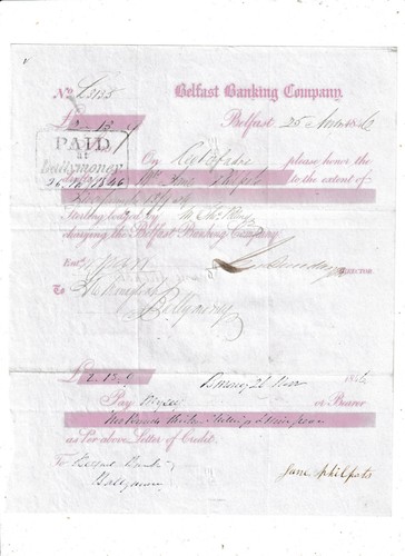 Belfast bank cheque - bank, cheque?/