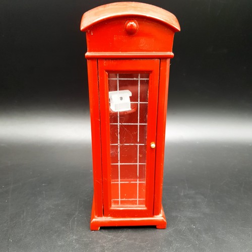 Dolls house red - telephone, box