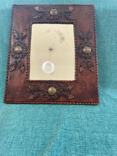 Hand tooled leather - hand, framed