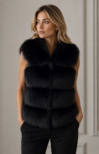 Black fox fur gilet immaculate - fox,