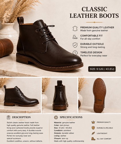 Men leather cowboy boots - leather,