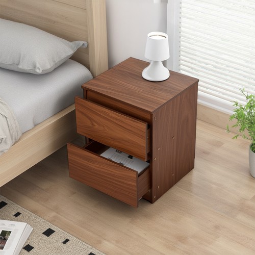 Walnut wooden bedside table - walnut,