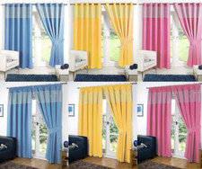 GINGHAM KIDS BEDROOM CURTAIN Thermal Blackout Curtains Eyelet or Pencil Pleat