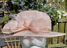 Debenhams Debut Hat Cream Pale Peach Grosgrain Wedding Races Special Occasion