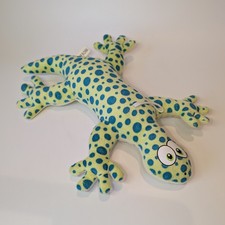 Plush Gecko Lizard Stuffed Animal Toy Lime Green Yellow Blue Polka Dots CE China
