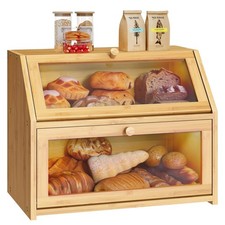 2 Tier Bamboo Bread Bin Double