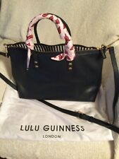 LULU GUINNESS NAVY FRANCES SCARF LEATHER TOTE HANDBAG New without tags