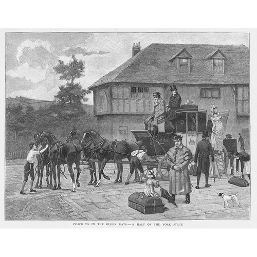 Victorian coaching scene halt - coaching,
