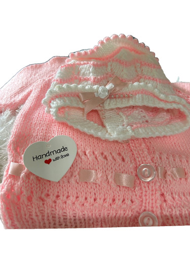 Baby hand knitted cardigan set - hand,
