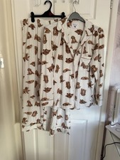 New Ladies Dog Pattern Warm Fleece Pyjamas Size 20/22