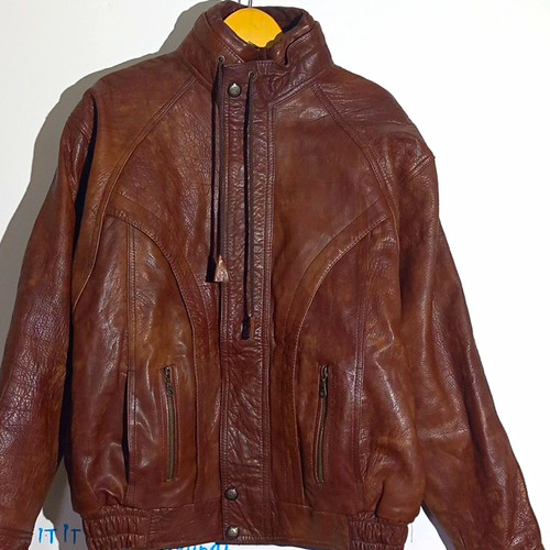 Men brown leather bomber - men's,