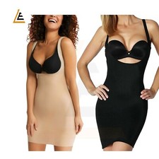Seamless Tummy Control Underbust Bodyshaper  Slip Dress, Size 8-30, Black & Nude