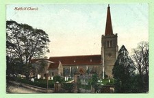 [E542] Hertfordshire Colored 1910 Postcard Hatfield Church
