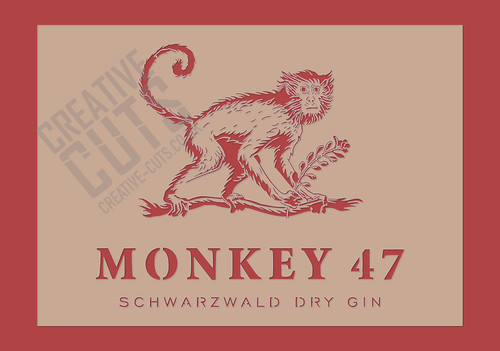 Monkey gin stencil - monkey, ----