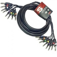 8-Way 3m 6.35mm 1/4" Mono Jack to Jack Unbalanced Loom Patch Multicore Cable