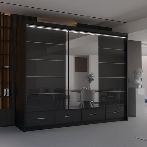 Wardrobe high gloss sliding - wardrobe,