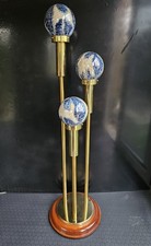 Vintage Brass Lamp. Three Tier Pedestal Floor Lamp. Globe Waterfall Lamp.