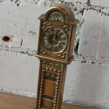 Miniature Brass Longcase Grandfather Clock: Vintage English Novelty Ornament