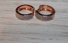 White Synthetic Opal Hoop
